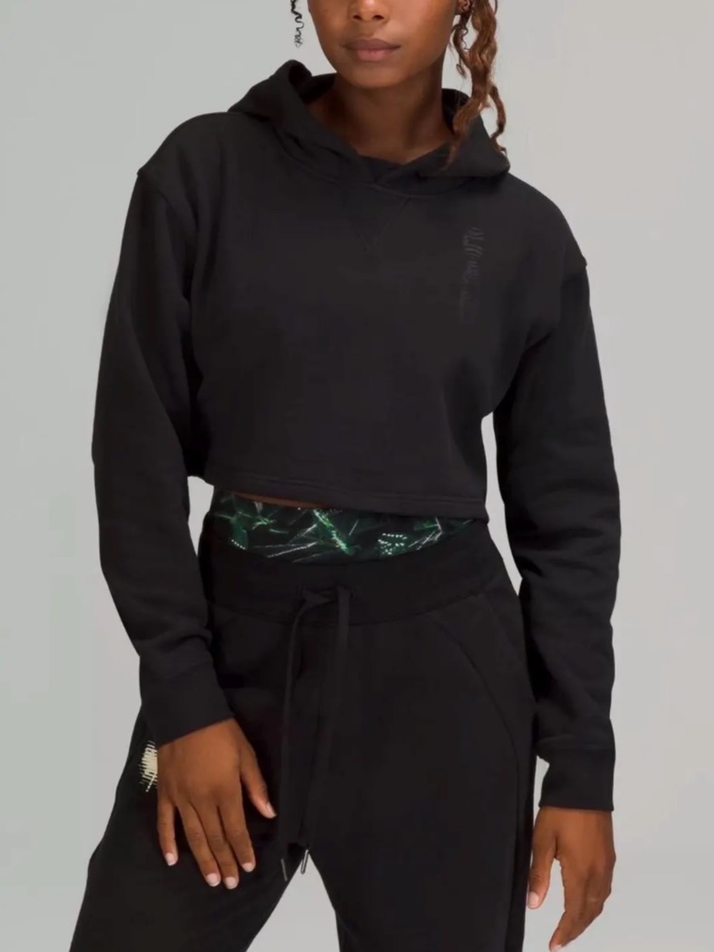 Lululemon Team Canada All Yours Crop Cotton Hoodie Black Size 6 Graphic Olympics